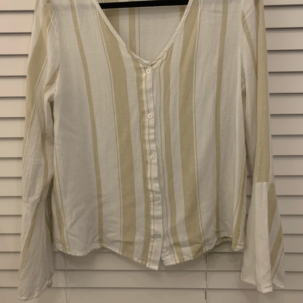 Tan and white blouse